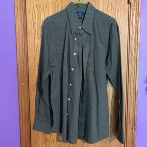 Dockers Olive Green Striped Casual Dress Shirt L